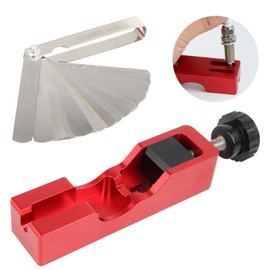 Spark Plug Gap Tool, Spark Plug Gapping Tool with 32 Blade Steel Feeler Gauge, Universal Spark Plug Gap Tool for Most 10mm 12mm 14mm 16mm Spark Plugs (Red)