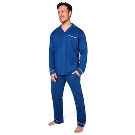 CityComfort Men's Long Pyjamas with Button Placket Lounge Set M - 3XL - Gifts for Men, darkblue
