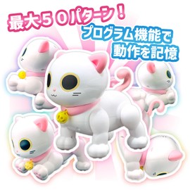 [TKSK] RoboCatty Friendly Shiro, a cat robot that reacts to the owner with a function that remembers cute movements, touch and sound sensors
