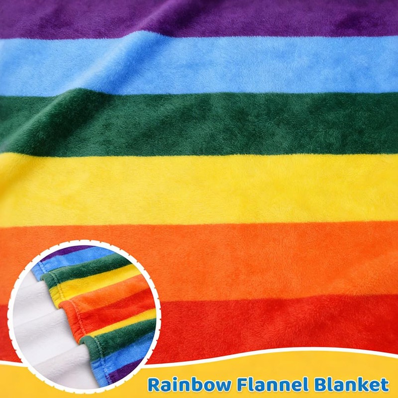 Soft Rainbow Flannel Throw Blanket for Couch 40x60 Cozy Throw