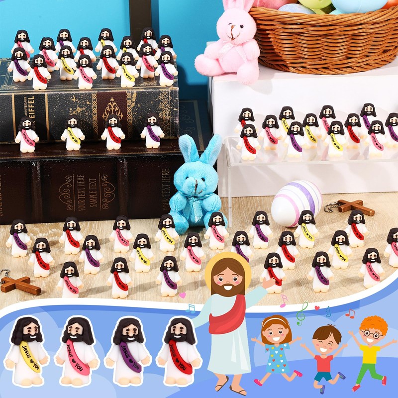 Bememo 100 Pcs Little Jesus Figures Jesus Loves You Original
