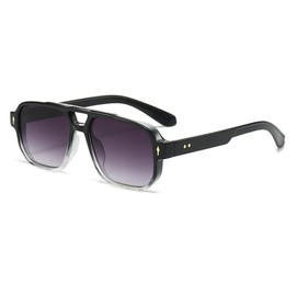 OZPYKAE Men Square Sunglasses,Classic Retro UV400 Protection Double Bridge Trendy Rectangle Aviator Women Men Sun Glasses