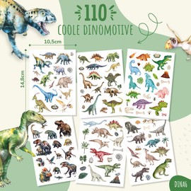 MeinBaby123 110 Skin-friendly Children's Tattoos with Dinosaurs, Dinosaur Tattoo, Children's Tattoos to Stick, Gift for Children, Vegan & Made in Germany (1 x Dinos)