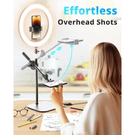 UBeesize 12" Desk Ring Light with Stand and Phone Holder, Overhead Phone Mount for Video Recording, Zoom Meeting, Live Streaming, Tiktok, YouTube，Compatible with iPhone, Android, Cameras