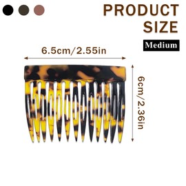 4 PCS French Hair Side Combs, Medium Tortoiseshell Hair Comb Clips for Women 2.5 Inch Decorative French Twist Styling Hairstyle Accessories(Tortoise, Brown)