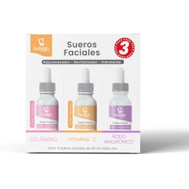 Belskin Set de Sueros Faciales 30 ml cido Hialurnico Colgeno Vitamina C Cuidado Facial Pack Completo de Hidratacin, Reafirmacin y Luminosidad Pack de 3 sueros cada uno con 30 ml