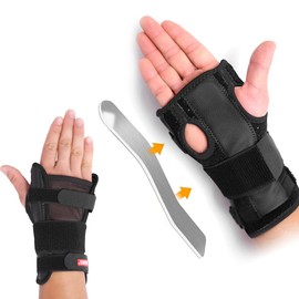 Ewtto Muñequera con Férulas Metálicas Muñequera de Túnel Carpiano para el Alivio del Dolor del Síndrome del Túnel Carpiano, Apoyo a la Mano, Dolor de Muñeca, Tendinitis, Esguinces y Artritis, Ajuste a la Mano Derecha e Izquierda (A, Un par)