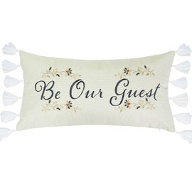 Levtex Home - Isadora - Decorative Pillow (12 x 24in.) - Be Our Guest - Charcoal, Brick Red and Cream