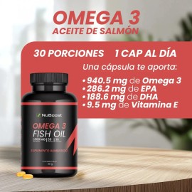 Omega 3 1000mg Nuboost 30 Cápsulas Aceite De Salmon Puro