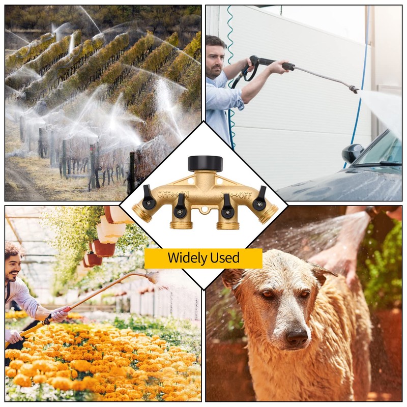 4 Way Hose Splitter with 4Pcs Garden Hose Extension Adapter,