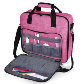 BAGLHER Embroidery Storage Bag, Embroidery Project Carrying Bag for Embroidery Kit and Cross Stitch Kits Tools with Handles and Shoulder Strap,Bag Only, Pink