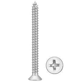 METALLIXITY Countersunk Phillips Wood Screw (#7x1-3/4) 50Pcs, 304 Stainless Steel Coarse Thread Phillips Drive Flat Head Wood Screws - for Furniture Installation Repair, Silver