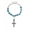 Turquoise Cross Choker Pendant Necklace for Women Silver Plated Irregular