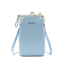Small Crossbody Phone Bag for Women Cell Phone Purse Wallet Kiss Lock Cute Shoulder Bag with Credit Card Slots (Blue) CC096