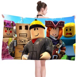 FISAPBXC Robllox Beach Towel, Robot Cartoon Bath Towel Beach Anime Children Super Absorbent Bath Towels Microfibre Towels Bath Towel for Travel Sports Outdoor Yoga Travel Children Adults