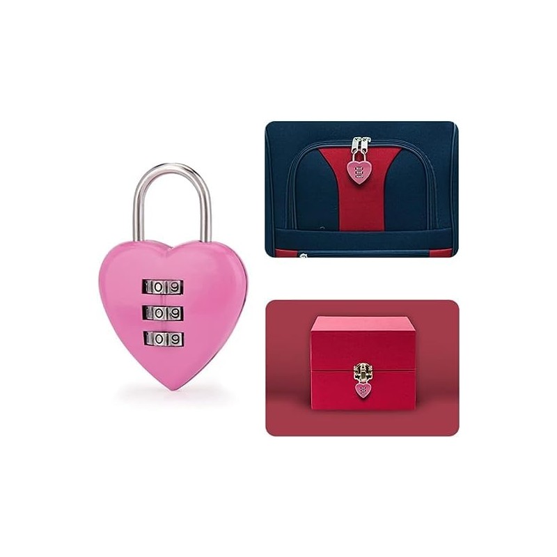 2 PCS Pink Love Heart Shape Combination Padlock for Girls