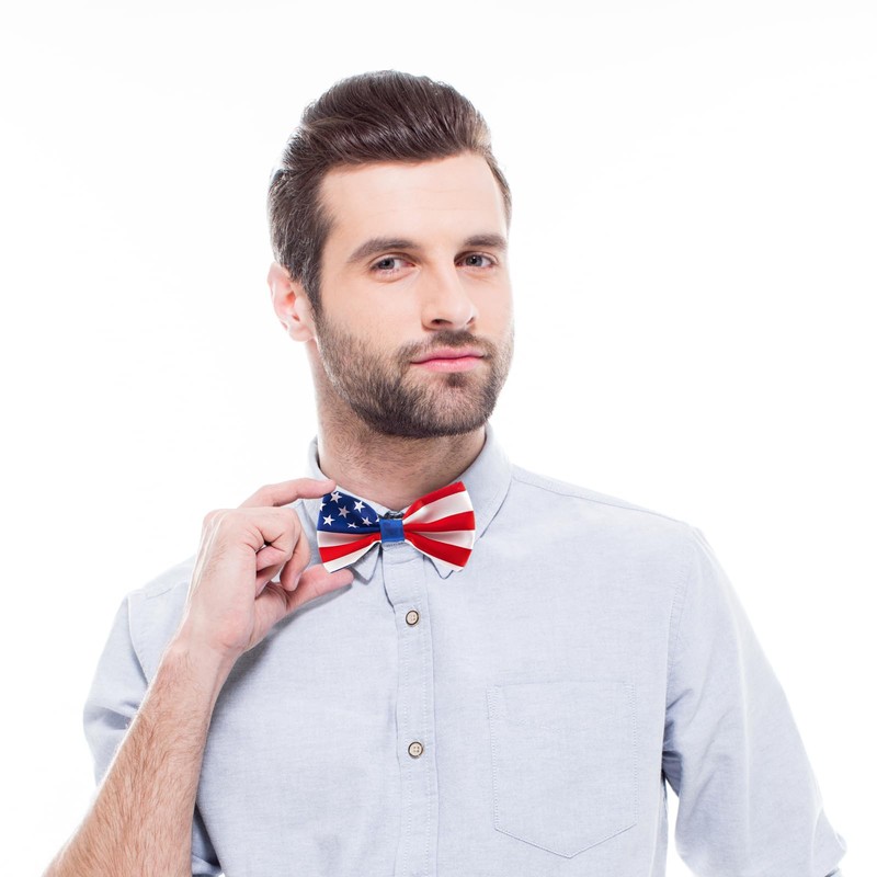 HERSAUL Men's American Flag Bow Tie, Adjustable USA Patriotic Bow