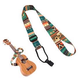emperoch Ukulele Strap, Neck Loop for Ukulele, Adjustable, Ukulele Strap, Carrying Strap, Ethnic Guitar Strap with Clip On Strap, for Ukulele Small Guitar, Green