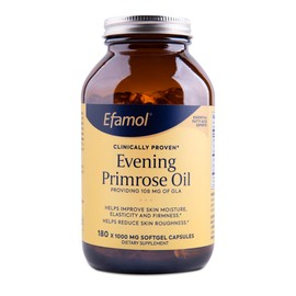 Efamol Pure Evening Primrose Oil - Natural Skin Supplement - Aids with Skin Firmness, Hydration, Wrinkles & Smoothness - with Omega-6 GLA - 180 Softgels