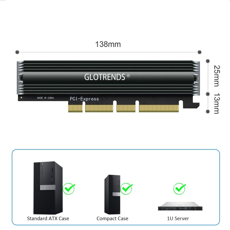 GLOTRENDS PA16 22110/2280 M.2 NVMe to PCIe 4.0 X4 Adapter