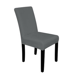 WedDecor Velvet Chair Cover 1Pc, Velvet Stretch Chair Seat Cover, Removable & Washable Dining Chair Slipcover for Kitchen, Wedding, Hotel, Banquet, Highback Chair Protector, Grey