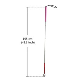 VISIONU Aluminum mobility folding cane for the blind (folds down 5 sections) (105cm (pink handle))