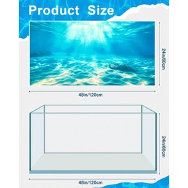 Mindsoft 4 Pack Aquarium Background Polyester 48 x 24 Inch Cloth Fish Tank Background Undersea Corals Sunshines Rock Aquatic Plants Wallpaper with Double-Sided Tape