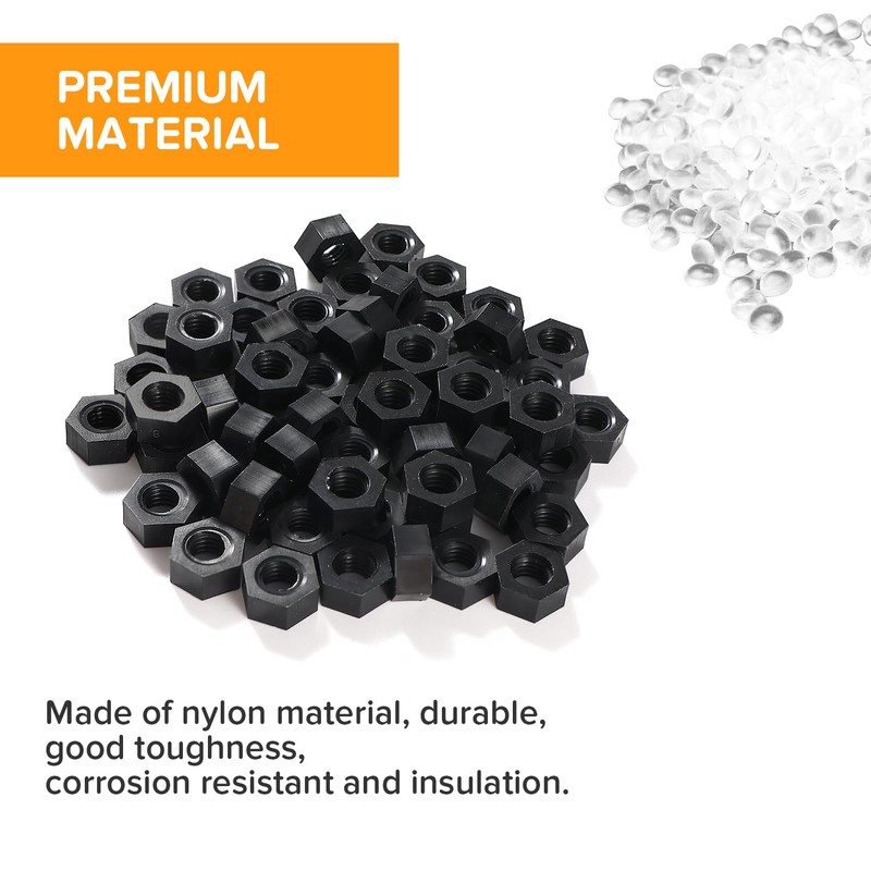 Lyeteung 60 PCS M6 Metric Thread Hexagon Fastener, Nylon Hex