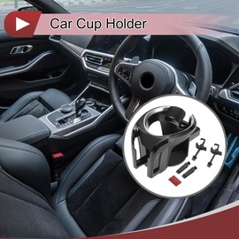 HEROFFIX 1 Pcs for Most Vehicles Adjustable Car Cup Holder 2 in 1 Adjustable Phone Bracket Air Vent Cup Holder 90mm Black,Silver Tone ABS