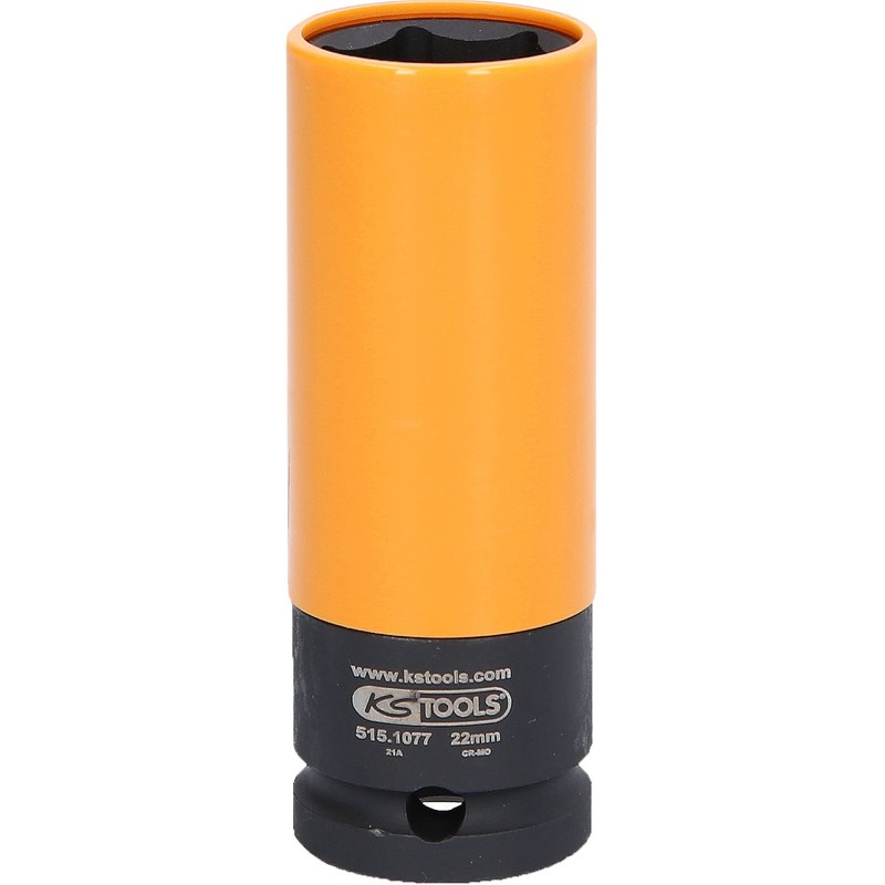 KS Tools 515.1077 Torque Impact Socket, Deep, 1/2-Inch, 22mm