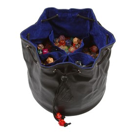 Forged Dice Co. Pouch of The Endless Hoard Dice Bag - Holds Over 1,000 Polyhedral Dice - Dice Storage Bag with 7 Pockets - Perfect for Bulk Dice - Black/Blue
