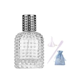 JJKMALL 50ml/1.7oz Refillable Perfume Atomizer Bottle - Thick Clear Glass, Fine Mist Spray for Luxury Fragrances & Aftershaves (Includes Funnel, Dropper, Storage Bag)