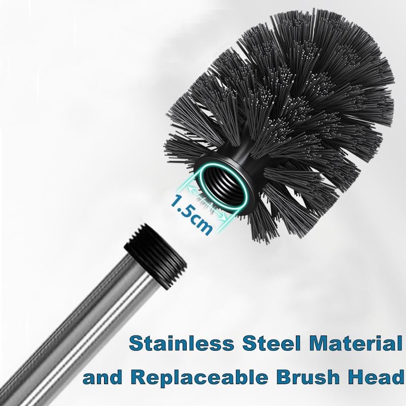 Einesin Set of 4 Toilet Brushes, Black, Toilet Brush, Stainless