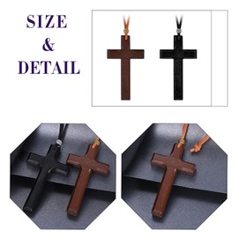 Feilok Mens Necklace Chain with Pendant Wood Cross Necklace Set for Men Man Boys Kids