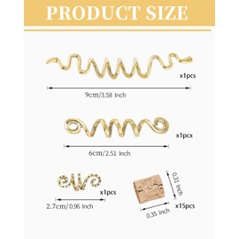 OXDOHUE Pack of 28 Dreadlock Jewellery Hair Spiral Clips Hair Braid Rings Adjustable Metal Cuffs Hair Dreadlocks Accessories Cuffs Set for Men and Women - Gold