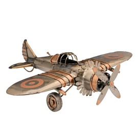 Harvey Makin - Metal Rustic Plane Ornament - WW2 Aviation Inspired Spitfire Figurine for Gifting And Homeware for History Fans - Living Room, Bedroom, Man Cave Home Decor - H: 6cm x W: 21cm.