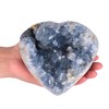 MOGEMT Raw Blue Celestite Crystal Geode Heart Shape Natural Healing