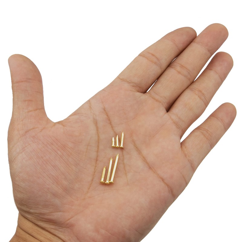 Rrina 1200Pcs Small Tiny Nails Carbon Steel Brass Plated for