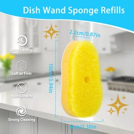 8 Packs Dish Wand Sponge Refills Compatible with Scrub Daddy - Replacement Heads, Dish Scrubber Brush for Cleaning Stuck-on Food, Sponge Replacement Heads for Kitchen Cleaning, (Only Refills)
