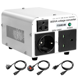 Yinleader Step Up/Down Voltage Converter Transformer Convert 110V/120V to 220V/240V or from 220V/240V to 110V/120V 800W with US/UK/EU Power Cords