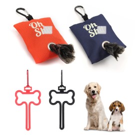 Dog Poop Bag Holder, 4Pcs Poop Bag Dispenser with Carabiner Clip for Leash Attachment, Waste Bag Dispenser Carrier for Walking Running Outdoor Bicycle Accessory