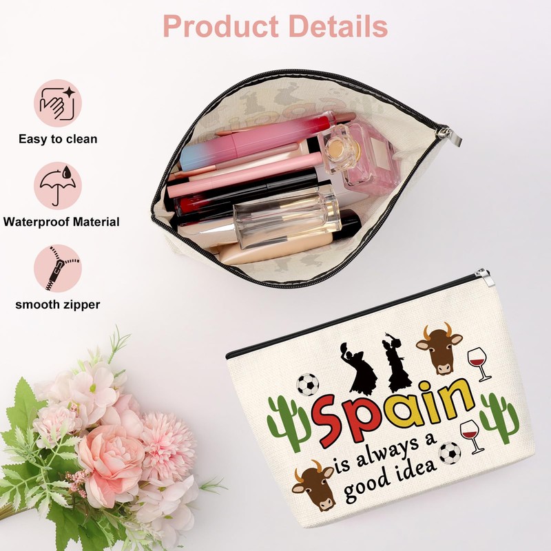 Spain Gifts for Women Makeup Bag Spain Travel Accessories Bag