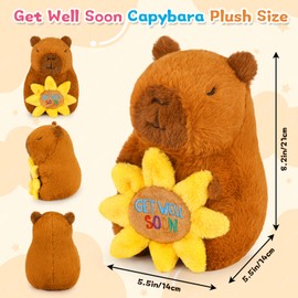 KOPHINYE Get Well Capybara Plush, 8inch Sunflower Capybara Stuffed Animal Soft Plush Toy, Get Well Gift for Kids Boys Girls, Cute Plushies Feel Better Gifts for Women