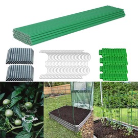 10 Sets Garden Hoops for Raised Beds & 30PCS Tomato Clips, Greenhouse Hoops for Netting, Rust-Free Diameter 0.23” Plant Support Garden Stakes Can Cover 2.8ft-3.5ft in Width (60PCS+30 Clips)