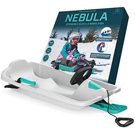 Gizmo Riders Ice Blue Nebula Snow Sled for Kids, Bobsled with Wheel and Brakes for Ages 3 and Up, Snap Together Assembly, Weight Capacity 110 lbs