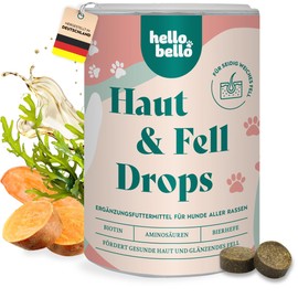 HELLOBELLO Cold Pressed Skin & Fur Drops for Dogs 350 g with B Vitamins & Omega 3 - For Dogs, Skin Problems Dog, Shiny Fur Dog
