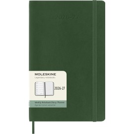 Moleskine Weekly Planner 2026 2027-18-Month Planner with Space for Notes, Soft Cover and Elastic Closure, Myrtle Green Color, Large Size 13 x 21 cm