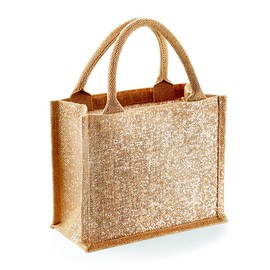 Westford Mill W431 Shimmer Jute Mini Gift Bag - Natural Gold