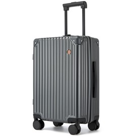 Hulsin 20 Inch Carry On Luggage - Airline Approved 22x14x9 Hard Shell Carry On Suitcase with 360° Spinner Wheels, TSA Lock & Lightweight Hardside Carry-on Luggage for Travel (Grey, 20 Inch)