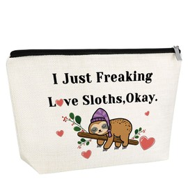 Sloth Gift Makeup Bag For Sister Daughter Sloth Lover Gift Cosmetic Bag Animal Lover Gift For Friends Girls Inspirational Gifts For Women Christmas Birthday Gifts Lazy Sloths Gift Travel Pouch